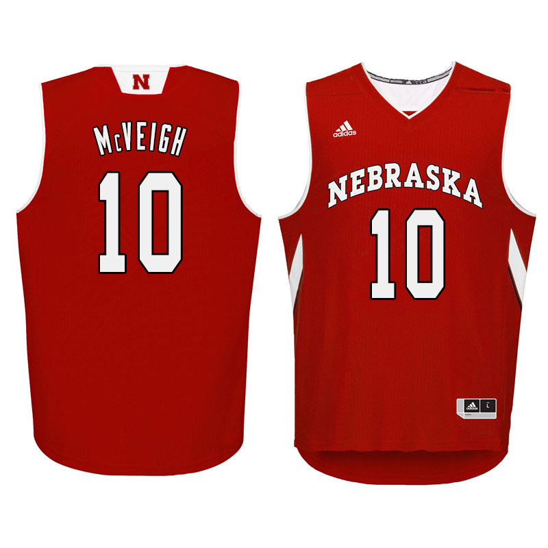 Men Nebraska Cornhuskers #10 Jack McVeigh College Basketball Jersyes Sale-Red